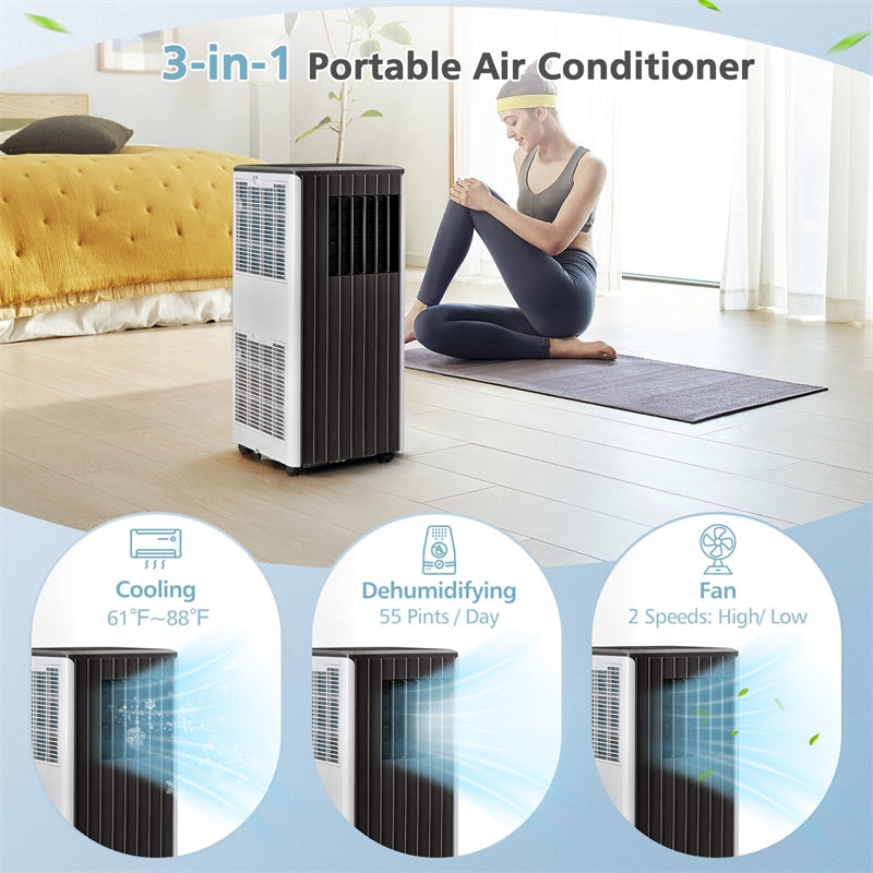 7100 BTU Portable Air Conditioner Cools 350 Sq.Ft. 3-in-1 AC Unit with Dehumidifier, Sleep Mode, Remote Control & Window Kit (10000 BTU Ashrae)