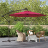 10FT Hanging Solar LED Umbrella Offset Patio Umbrella Outdoor Cantilever Umbrella Steel Market Umbrella with 40 Lights, Crank & Cross Base