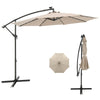 10FT Hanging Solar LED Umbrella Offset Patio Umbrella Outdoor Cantilever Umbrella Steel Market Umbrella with 40 Lights, Crank & Cross Base