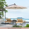 10FT Hanging Solar LED Umbrella Offset Patio Umbrella Outdoor Cantilever Umbrella Steel Market Umbrella with 40 Lights, Crank & Cross Base