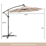 10FT Hanging Solar LED Umbrella Offset Patio Umbrella Outdoor Cantilever Umbrella Steel Market Umbrella with 40 Lights, Crank & Cross Base