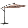 10FT Hanging Solar LED Umbrella Offset Patio Umbrella Outdoor Cantilever Umbrella Steel Market Umbrella with 40 Lights, Crank & Cross Base