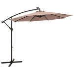 10FT Hanging Solar LED Umbrella Offset Patio Umbrella Outdoor Cantilever Umbrella Steel Market Umbrella with 40 Lights, Crank & Cross Base