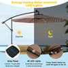 10FT Hanging Solar LED Umbrella Offset Patio Umbrella Outdoor Cantilever Umbrella Steel Market Umbrella with 40 Lights, Crank & Cross Base