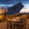 10' Solar LED Lighted Patio Umbrella Steel Tilting Market Umbrella Outdoor Table Umbrella with Tilt Adjustment Crank