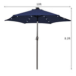 10' Solar LED Lighted Patio Umbrella Steel Tilting Market Umbrella Outdoor Table Umbrella with Tilt Adjustment Crank