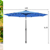 10' Solar LED Lighted Patio Umbrella Steel Tilting Market Umbrella Outdoor Table Umbrella with Tilt Adjustment Crank