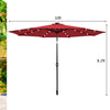 10' Solar LED Lighted Patio Umbrella Steel Tilting Market Umbrella Outdoor Table Umbrella with Tilt Adjustment Crank