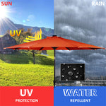 10' Solar LED Lighted Patio Umbrella Steel Tilting Market Umbrella Outdoor Table Umbrella with Tilt Adjustment Crank