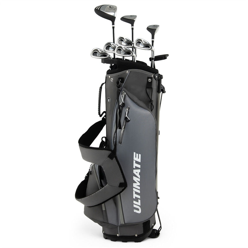 10 Pieces Men's Complete Golf Club Set Right Hand Golf Club Package Set with 460cc Alloy #1 Driver & Portable Stand Bag