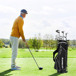 10 Pieces Men's Complete Golf Club Set Right Hand Golf Club Package Set with 460cc Alloy #1 Driver & Portable Stand Bag