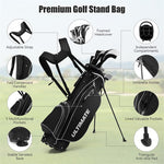 10 Pieces Men's Complete Golf Club Set Right Hand Golf Club Package Set with 460cc Alloy #1 Driver & Portable Stand Bag