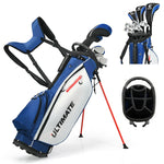 10 Pieces Men's Complete Golf Club Set Right Hand Golf Club Package Set with 460cc Alloy #1 Driver & Portable Stand Bag