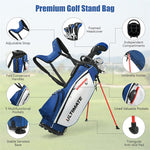 10 Pieces Men's Complete Golf Club Set Right Hand Golf Club Package Set with 460cc Alloy #1 Driver & Portable Stand Bag