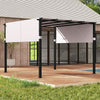 10' x 10' Flat Top Pergola with 2PCS Retractable Sun Shade Canopy, Metal Outdoor Pergola Extra Large Patio Shelter Pavilion for Garden Backyard