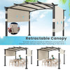 10' x 10' Outdoor Pergola with Retractable Sun Shade Canopy, Metal Frame Patio Pergola Extra Large Shelter Pavilion w/ Anchored Plates