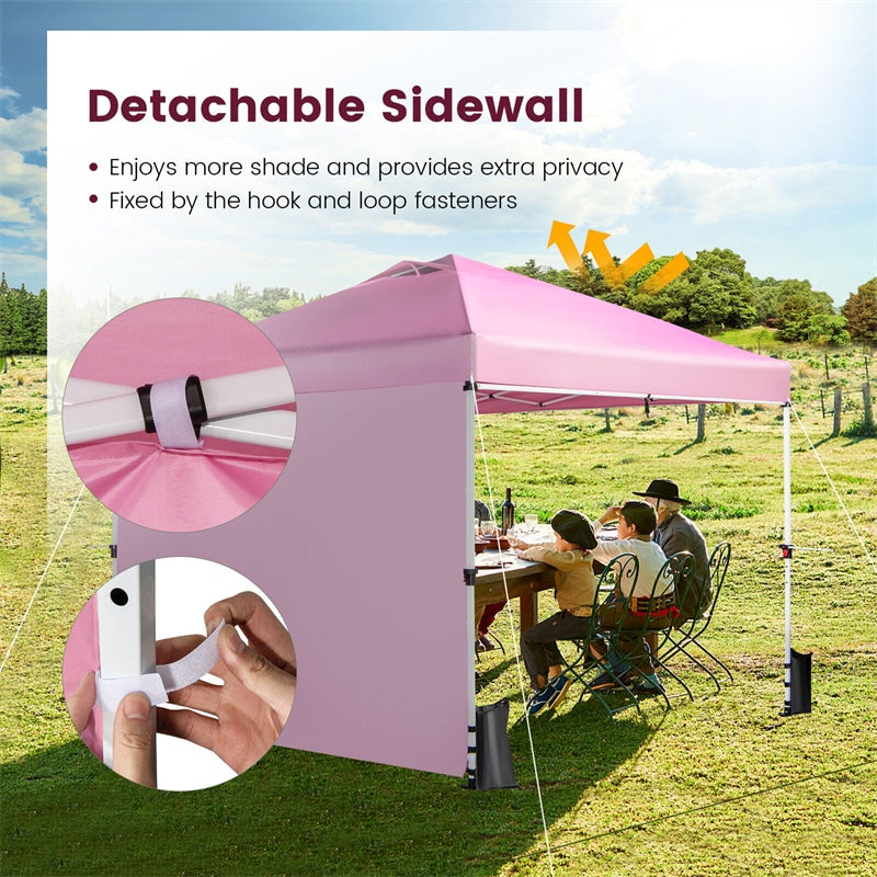 10' x 10' Commercial Pop Up Canopy Tent Folding Instant Market Tent Outdoor Event Tent with Sidewalls, 2 Hanging Bars & Banner Strip