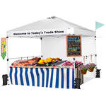 10' x 10' Commercial Pop Up Canopy Tent Folding Instant Market Tent Outdoor Event Tent with Sidewalls, 2 Hanging Bars & Banner Strip