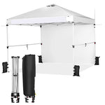 10' x 10' Commercial Pop Up Canopy Tent Folding Instant Market Tent Outdoor Event Tent with Sidewalls, 2 Hanging Bars & Banner Strip