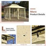 10' x 13' Steel Frame Gazebo 2-Tier Patio Gazebo Canopy Tent Shelter with Removable Netting & 130 Sq.Ft Shade for Outdoor Garden Yard