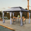 10' x 13' Steel Frame Gazebo 2-Tier Patio Gazebo Canopy Tent Shelter with Removable Netting & 130 Sq.Ft Shade for Outdoor Garden Yard