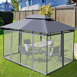 10' x 13' Steel Frame Gazebo 2-Tier Patio Gazebo Canopy Tent Shelter with Removable Netting & 130 Sq.Ft Shade for Outdoor Garden Yard