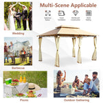 10' x 13' Steel Frame Gazebo 2-Tier Patio Gazebo Canopy Tent Shelter with Removable Netting & 130 Sq.Ft Shade for Outdoor Garden Yard