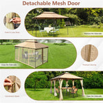 10' x 13' Steel Frame Gazebo 2-Tier Patio Gazebo Canopy Tent Shelter with Removable Netting & 130 Sq.Ft Shade for Outdoor Garden Yard