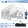 10 x 20 FT Pop Up Canopy Easy Setup Instant Canopy Tent Portable Outdoor Wedding Party Canopy Tent with 6 Sidewalls & Carry Bag