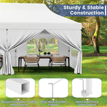 10 x 20 FT Pop Up Canopy Easy Setup Instant Canopy Tent Portable Outdoor Wedding Party Canopy Tent with 6 Sidewalls & Carry Bag