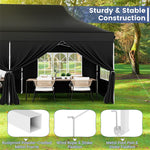 10 x 20 FT Pop Up Canopy Easy Setup Instant Canopy Tent Portable Outdoor Wedding Party Canopy Tent with 6 Sidewalls & Carry Bag