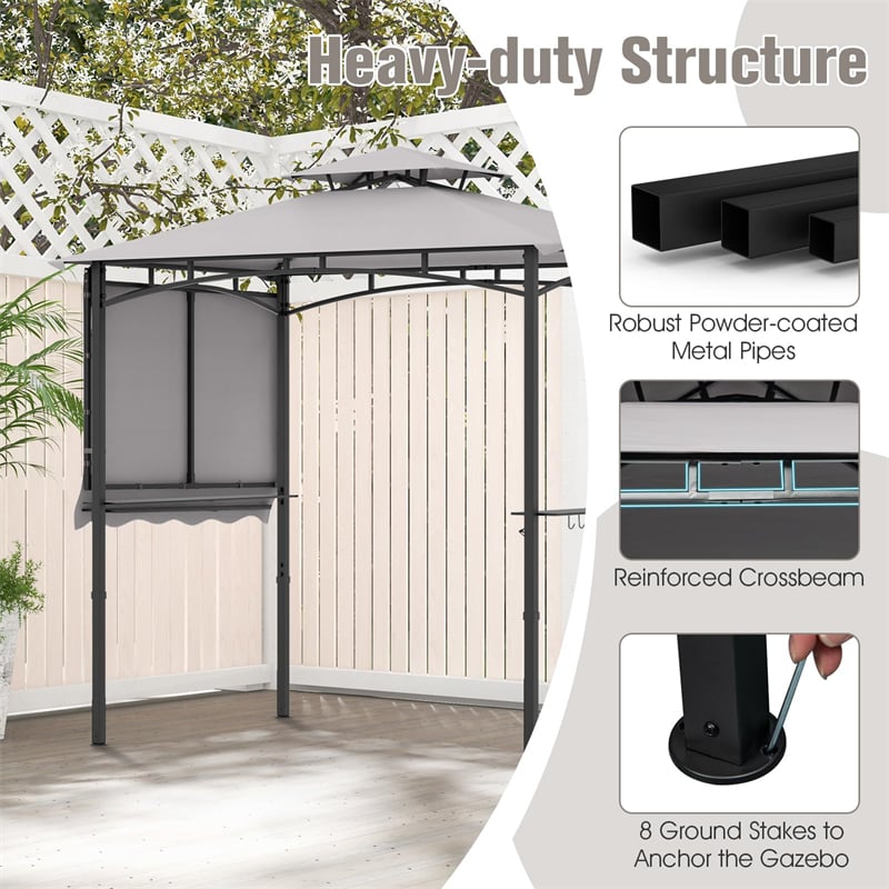 10.5 x 5FT Grill Gazebo 2-Tier Barbecue Gazebo with Side Awning & 2 Shelves, Outdoor Grill Gazebo Canopy for Backyard Garden Poolside