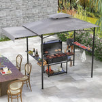 10.5 x 5FT Grill Gazebo 2-Tier Barbecue Gazebo with Side Awning & 2 Shelves, Outdoor Grill Gazebo Canopy for Backyard Garden Poolside