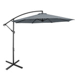 10FT Hanging Cantilever Umbrella Offset Patio Umbrella 8 Steel Ribs Outdoor Market Umbrella with Cross Base, Crank & Tilt Adjustment