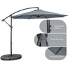 10FT Hanging Cantilever Umbrella Offset Patio Umbrella 8 Steel Ribs Outdoor Market Umbrella with Cross Base, Crank & Tilt Adjustment