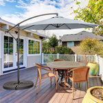 10FT Hanging Cantilever Umbrella Offset Patio Umbrella 8 Steel Ribs Outdoor Market Umbrella with Cross Base, Crank & Tilt Adjustment