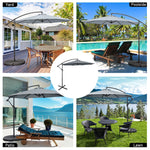 10FT Hanging Cantilever Umbrella Offset Patio Umbrella 8 Steel Ribs Outdoor Market Umbrella with Cross Base, Crank & Tilt Adjustment