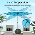 10FT Patio Umbrella Outdoor 6 Ribs Steel Market Table Umbrella with Push Button Tilt & Crank for Garden Backyard Deck Pool