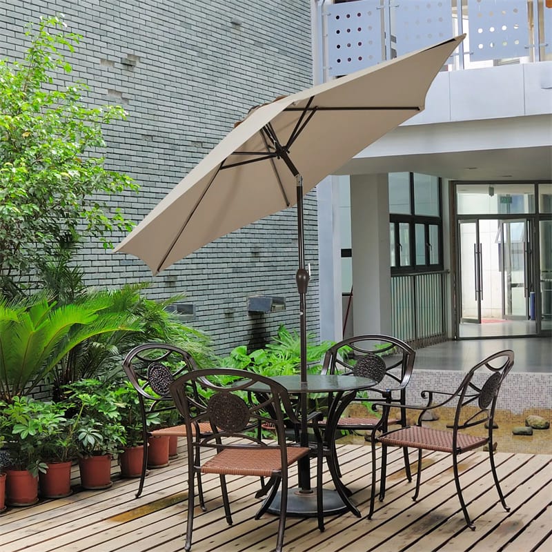 10FT Patio Umbrella Outdoor 6 Ribs Steel Market Table Umbrella with Push Button Tilt & Crank for Garden Backyard Deck Pool