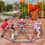 10FT Climbing Dome with Swing, Geometric Dome Climber Indoor Outdoor Jungle Gym Monkey Bar Climbing Toys for Kids Toddlers