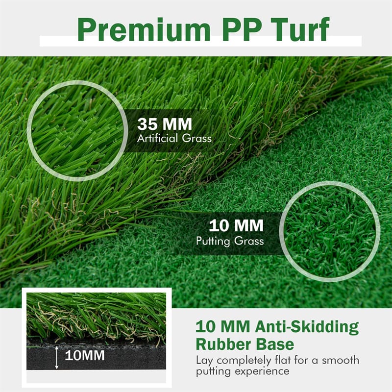 10 x 5FT Golf Putting Green Large Professional Golf Training Mat Indoor Outdoor Golf Putting Practice Mat with Artificial Grass Turf, 3 Golf Holes