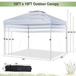 10' x 10' Pop Up Canopy Tent 2-Tier Outdoor Instant Folding Shelter Canopy with Center Lock & Wheeled Carry Bag