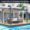 10x12ft Pergola Heavy-Duty Aluminum Outdoor Pergola Large Patio Shelter Pavilion with Retractable Sun Shade Canopy