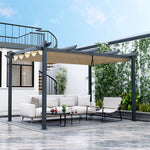 10x13ft Outdoor Retractable Pergola Heavy-Duty Aluminum Large Patio Shelter Pavilion with Sun Shade Canopy