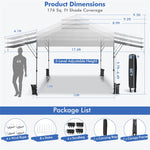 10 x 17.6 FT Pop-up Canopy Tent 2 Tier Outdoor Canopy Easy Setup Instant Tent with Adjustable Dual Awnings & Wheeled Bag