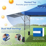 10 x 17.6 FT Pop-up Canopy Tent 2 Tier Outdoor Canopy Easy Setup Instant Tent with Adjustable Dual Awnings & Wheeled Bag