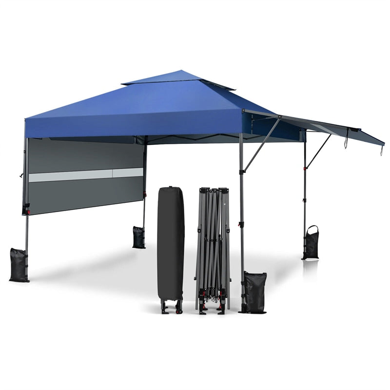 10 x 17.6 FT Pop-up Canopy Tent 2 Tier Outdoor Canopy Easy Setup Instant Tent with Adjustable Dual Awnings & Wheeled Bag