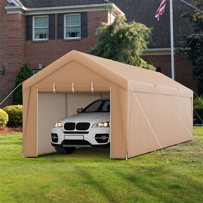 10' x 20' Heavy Duty Carport Car Canopy Portable Garage Car Shelter Outdoor Storage Tent with Removable Sidewalls & 2 Roll-up Zippered Doors