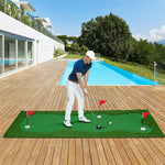 10 x 3.3FT Golf Putting Green Large Professional Golf Training Mat Indoor Outdoor Putting Practice Mat with Artificial Grass Turf, 3 Holes & Flags