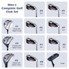 11 Pieces Men's Complete Golf Club Set Right Hand Golf Club Package Set with 460CC Alloy Driver, Rain Hood & Portable Golf Stand Bag